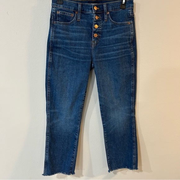 J. Crew Vintage Straight Dark Wash High Rise Cropped Button Jeans Size 26” - Picture 2 of 7